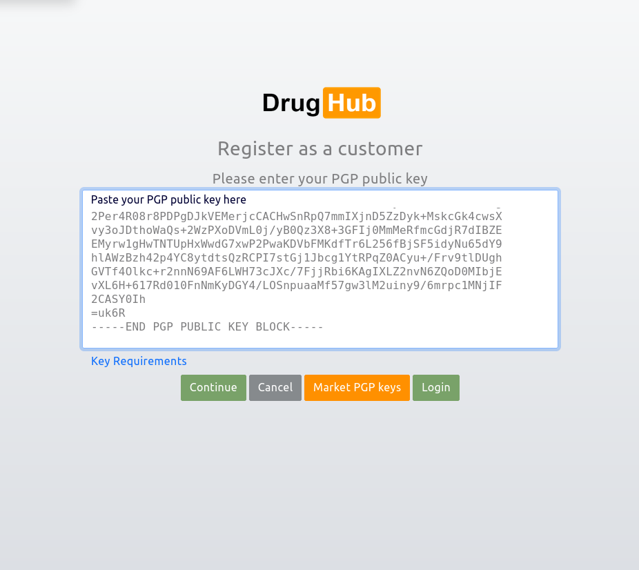 Secure registration interface with PGP key integration