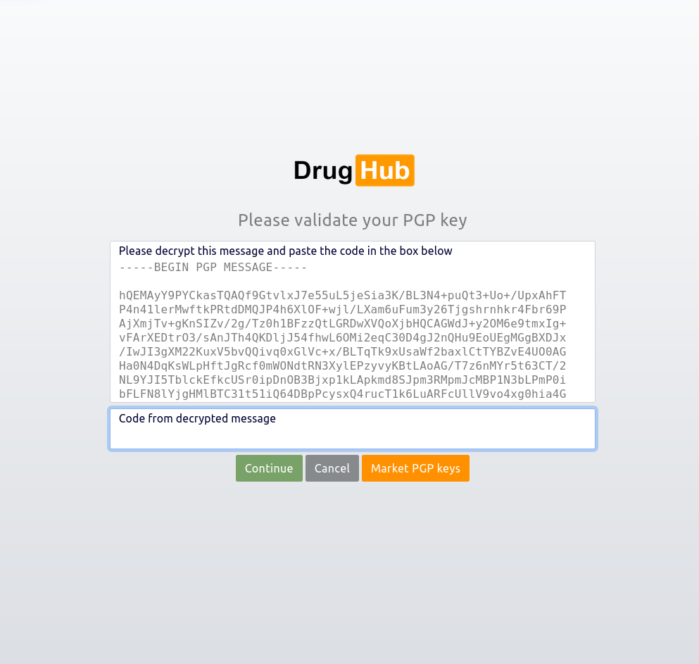 Encrypted PGP challenge message verification system